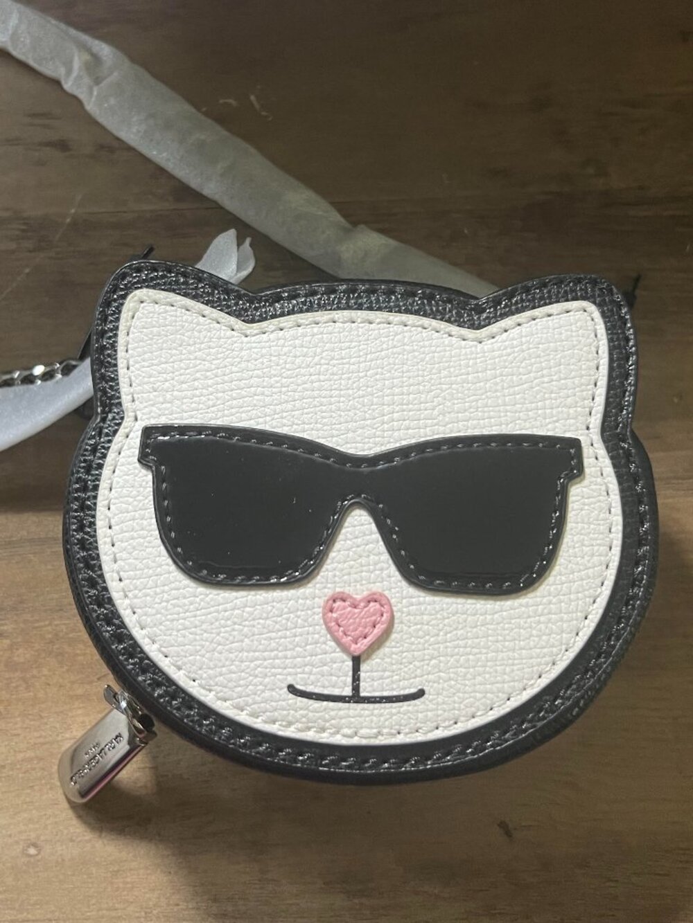 NWT Karl Lagerfeld Paris Choupette Cat Face Mini Crossbody Bag Coin Purse Black